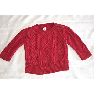 Baby Gap Red Cable Knit Sweater SIZE 12-18 Months Fisherman Chunky Knit Kids Top